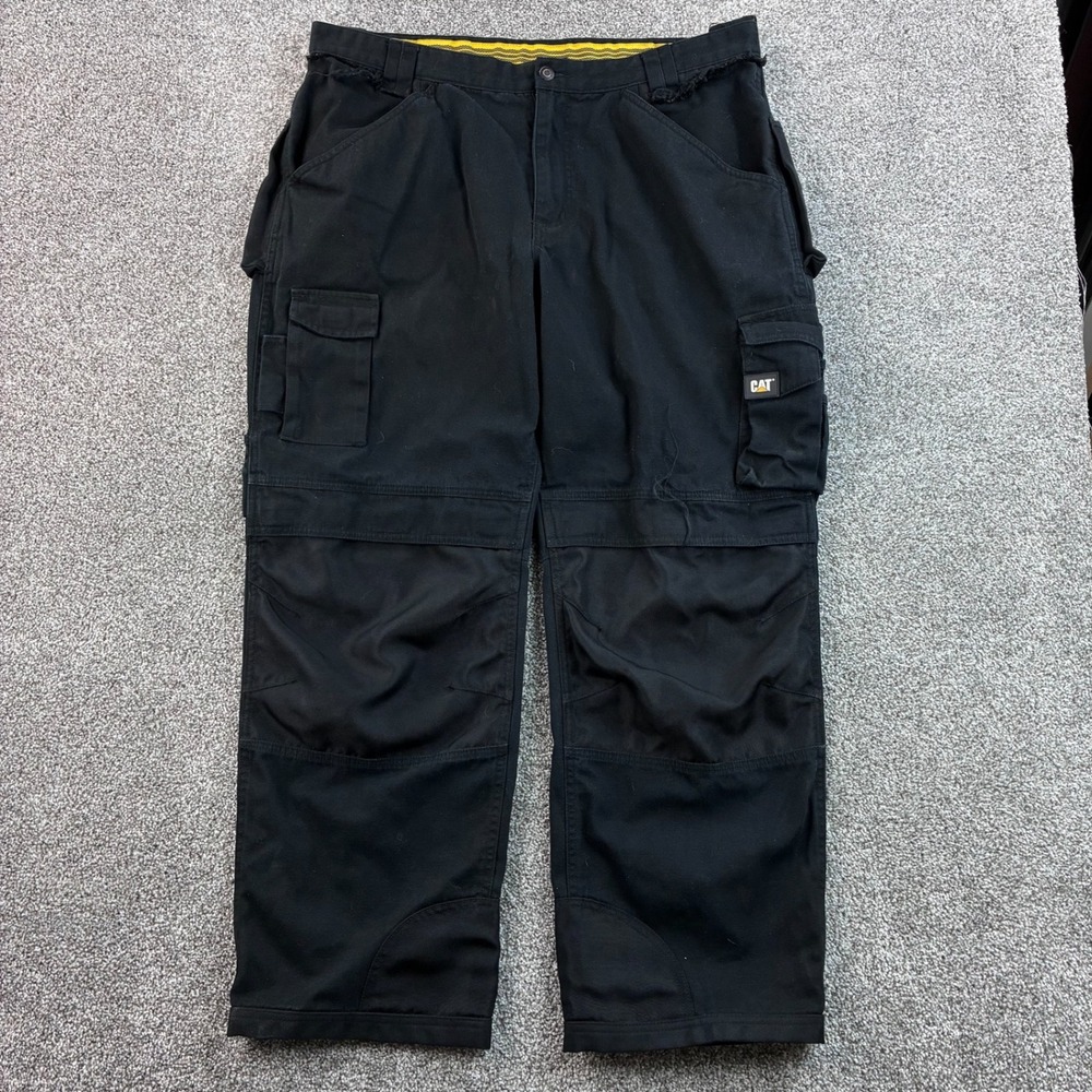 CAT Carpenter Pants Mens 40x32 Black Tool Pocket Utility Heavy Canvas Workwear